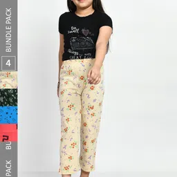 BAESD Girls Pack Of 4 Printed Pure Cotton Lounge Pants-picture-19