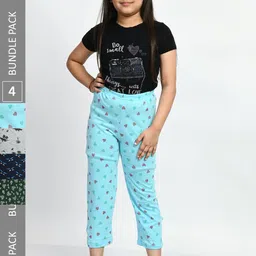 BAESD Girls Pack Of 4 Printed Pure Cotton Lounge Pants-picture-32