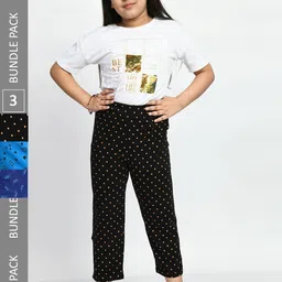 BAESD Girls Pack Of 3 Pure Cotton Printed Lounge Pants-picture-31