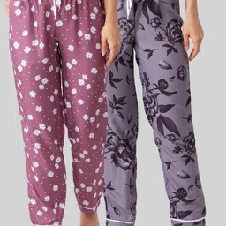 FashionRack Women Pack of 2 Pink & Purple Printed Lounge Pants-image-72