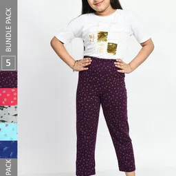 BAESD Girls Pack Of 5 Printed Pure Cotton Lounge Pants-picture-50