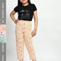 BAESD Girls Pack Of 3 Printed Pure Cotton Lounge Pants-image-59
