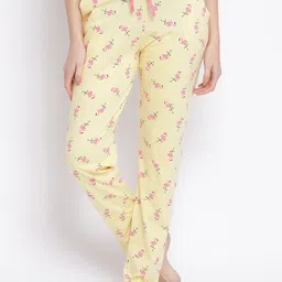Kanvin Women Yellow Printed Cotton Lounge Pants-picture-23