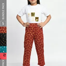 BAESD Girls Pack Of 5 Printed Pure Cotton Lounge Pants-picture-47