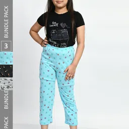 BAESD Girls Pack Of 3 Pure Cotton Printed Lounge Pants-picture-25