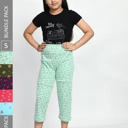 BAESD Girls Pack Of 5 Printed Pure Cotton Lounge Pants-picture-20