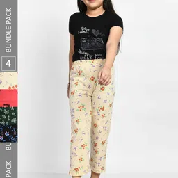 BAESD Girls Pack Of 4 Printed Pure Cotton Lounge Pants-image-96