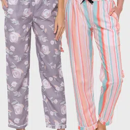 FashionRack Women Pack of 2 Rose Pink & Grey Cotton Lounge Pants-image-32