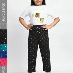 BAESD Girls Pack Of 5 Printed Pure Cotton Lounge Pants-picture-29
