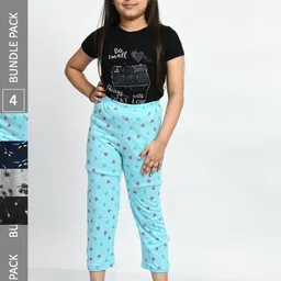 BAESD Girls Pack Of 4 Printed Pure Cotton Lounge Pants-picture-23