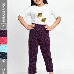 BAESD Girls Pack Of 4 Printed Pure Cotton Lounge Pants-picture-27