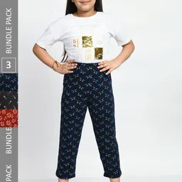 BAESD Girls Pack Of 3 Conversational Printed Pure Cotton Lounge Pants-picture-32