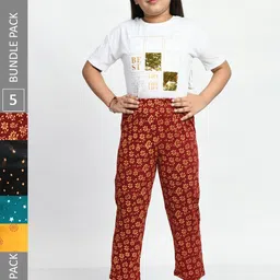 BAESD Girls Pack Of 5 Printed Pure Cotton Lounge Pants-picture-28