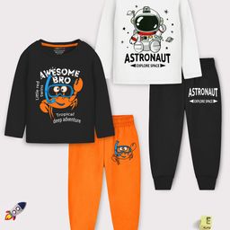 YK X Trampoline Kids Pack Of 2 Printed T-shirt With Pyjamas-picture-37