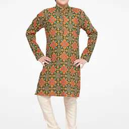 BAESD Boys Ethnic Motifs Printed Mandarin Collar Kurta With Pyjamas-picture-11