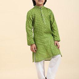 Pro-Ethic STYLE DEVELOPER Boys Floral Woven Design Mandarin Collar Kurta with Pyjamas-picture-2