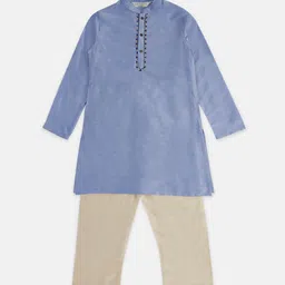 indus route by Pantaloons Boys Blue Thread Work Kurta with Pyjamas-picture-47