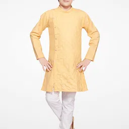 BAESD Boys Checked Band Collar Thread Work Kurta With Pyjamas-picture-50