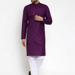 Jompers Men Purple Kurta with Pyjamas-image-67