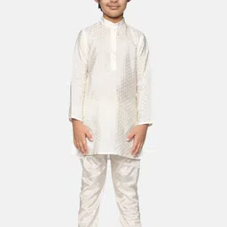 Sethukrishna Boys Cream-Coloured Kurta with Pyjamas-picture-19
