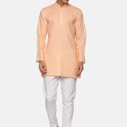 Sethukrishna Men Orange Pure Cotton Kurta with Pyjamas-image-41