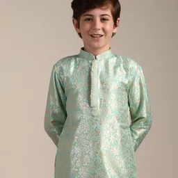 Manyavar Boys Floral Woven Design Regular Raw Silk Kurta With Pyjamas image 2