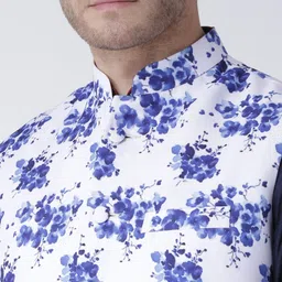 hangup plus Men Blue Kurta with Pyjamas & Nehru Jacket image 5