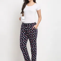 Kanvin Navy Blue Printed Lounge Pants image 3