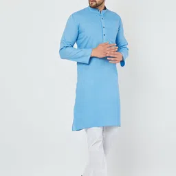 Armaan Ethnic Mandarin Collar Regular Pure Cotton Kurta with Pyjamas image 4
