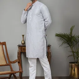 Anouk Men Embroidered Regular Chikankari Kurta with Pyjamas image 5