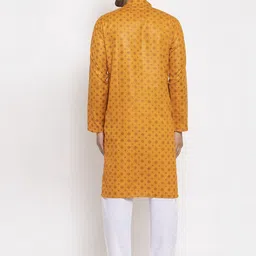 KRAFT INDIA Men Mustard & Brown Ethnic Motifs Printed Regular Kurta With Pyjamas image 2