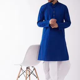 VASTRAMAY Men Blue Regular Kurta with Dhoti image 2