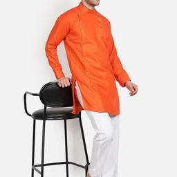 Armaan Ethnic Men Orange Pure Cotton Kurta with Pyjamas image 4