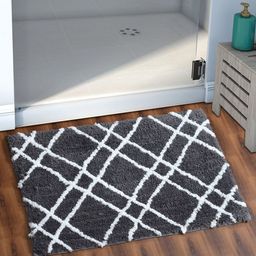 AEROHAVEN Grey & White Checked 1850 GSM Microfiber Anti-Skid Bath Rug-picture-17