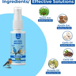 unitailz 3 In 1 Complete Grooming Kit For Birds - Instant Waterless Spray Bird Shampoo Allergy Relief, Anti-fungal, Anti-itching, Anti-Bacterial, Conditioning, Flea and Tick Fresh, Anti Ticks Birds Bath 60ml, Birds Aloe Dry Bath 60ml, Bird Sanitizer 60ml, Bird Shampoo image 4