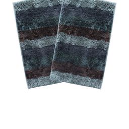 LUXEHOME INTERNATIONAL Set of 2 Blue Striped Anti-Skid Doormats-picture-7