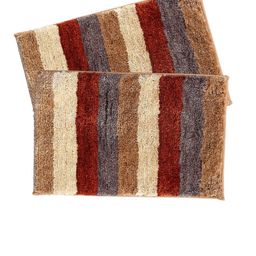 LUXEHOME INTERNATIONAL Set Of 2 Maroon Striped Anti-Skid Doormats-picture-49