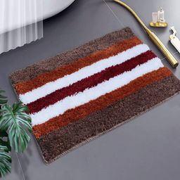 LUXEHOME INTERNATIONAL Brown Striped Anti Skid Turkey Bath Mat-picture-13