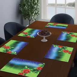 Dakshya Industries Green & Blue 6-Pieces Printed Table Placemats image 1