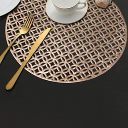 Dakshya Industries Gold-Toned 2-Pieces Round Table Placemats image 1
