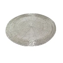 PRISHA INDIA CRAFT Silver Toned 2 Pieces Textured Circular Table Placemats image 2