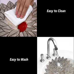 Kuber Industries Gold Toned 6 Pcs Flower Round Table Placemats image 4