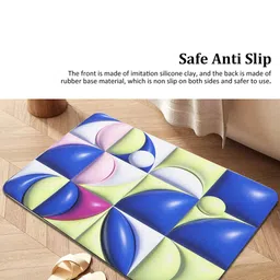 Dakshya Industries Blue & Green 3D Printed Anti-Slip Doormat image 3