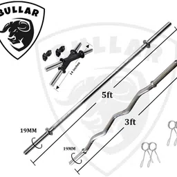 bullar 30 kg Adjustable Dumbbells Combo with 5ft Straight Bar, 3ft Curl Bar & Accessories Home Gym Combo image 3