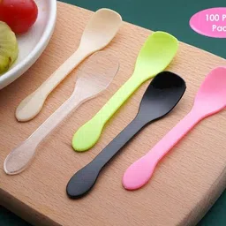 synervo Pink Coloured Flexible Disposable Polypropylene Ice-cream Spoon, Dessert Spoon, Salad Spoon Set-picture-19