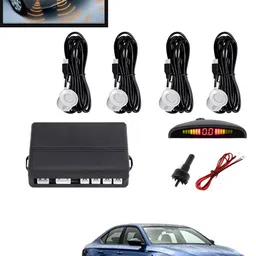 maties 4Pcs White Reverse Parking Sound Warning sensor for car Protection-253 Car Reverse Parking White 4 Sensor With LED Display/Buzzer -253 Parking Sensor-picture-42