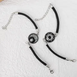 lovemi movements Fabric, Stainless Steel Silver Bracelet Set image 2