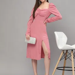 aayu Women A-line Pink Knee Length Dress image 5