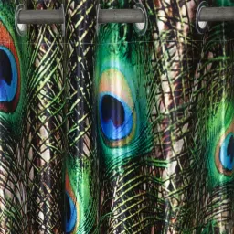 home sizzler Blue Abstract Polyester 7 Ft Semisheer Eyelet Door Curtains (Set of 2) image 5