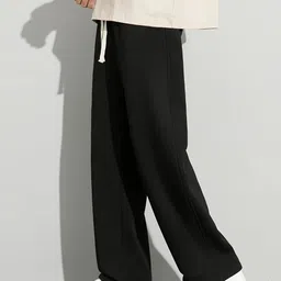 dockstreet Men Loose Fit Black Cotton Blend Trousers image 4